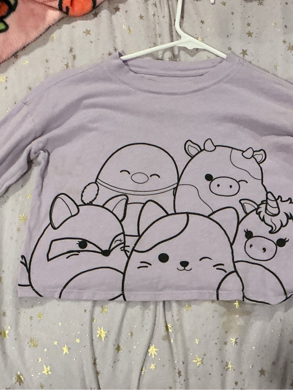 GAP Lavender Long-Sleeve Tee with Cute Black Animal Faces